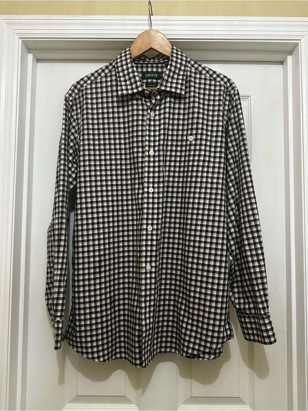 Orvis Black and White Gingham Button-Down Shirt